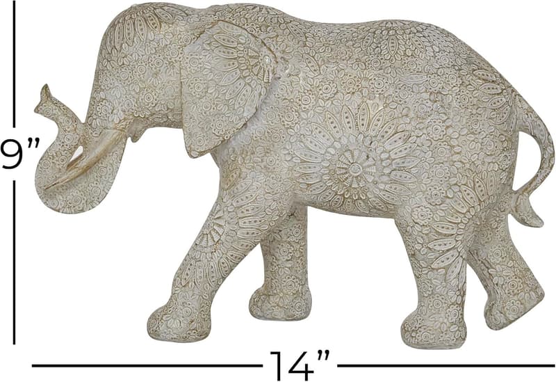 White Polystone Elephant Decorative Sculpture for Home Décor