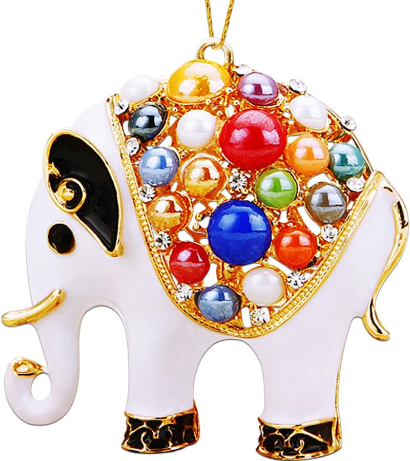 Elephant Christmas Ornament - Metal with Rhinestones for Kids