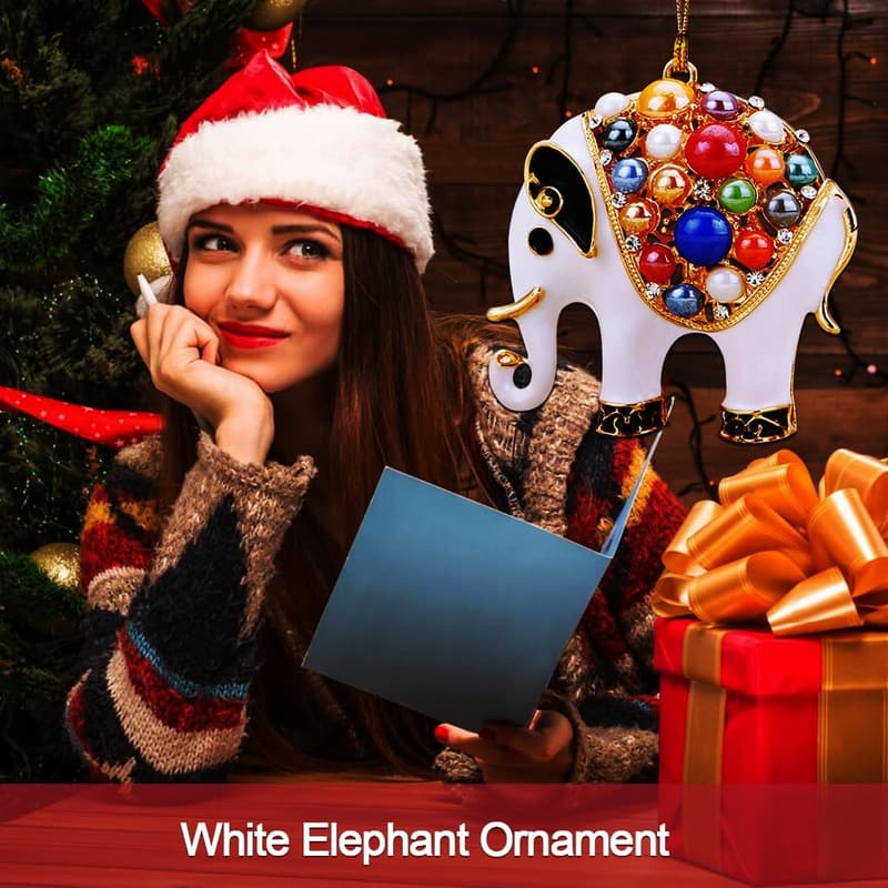 Elephant Christmas Ornament - Metal with Rhinestones for Kids