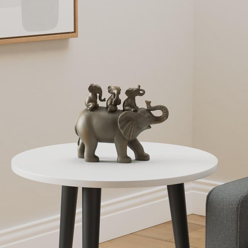 Gray Resin Elephant Family Statue - 8