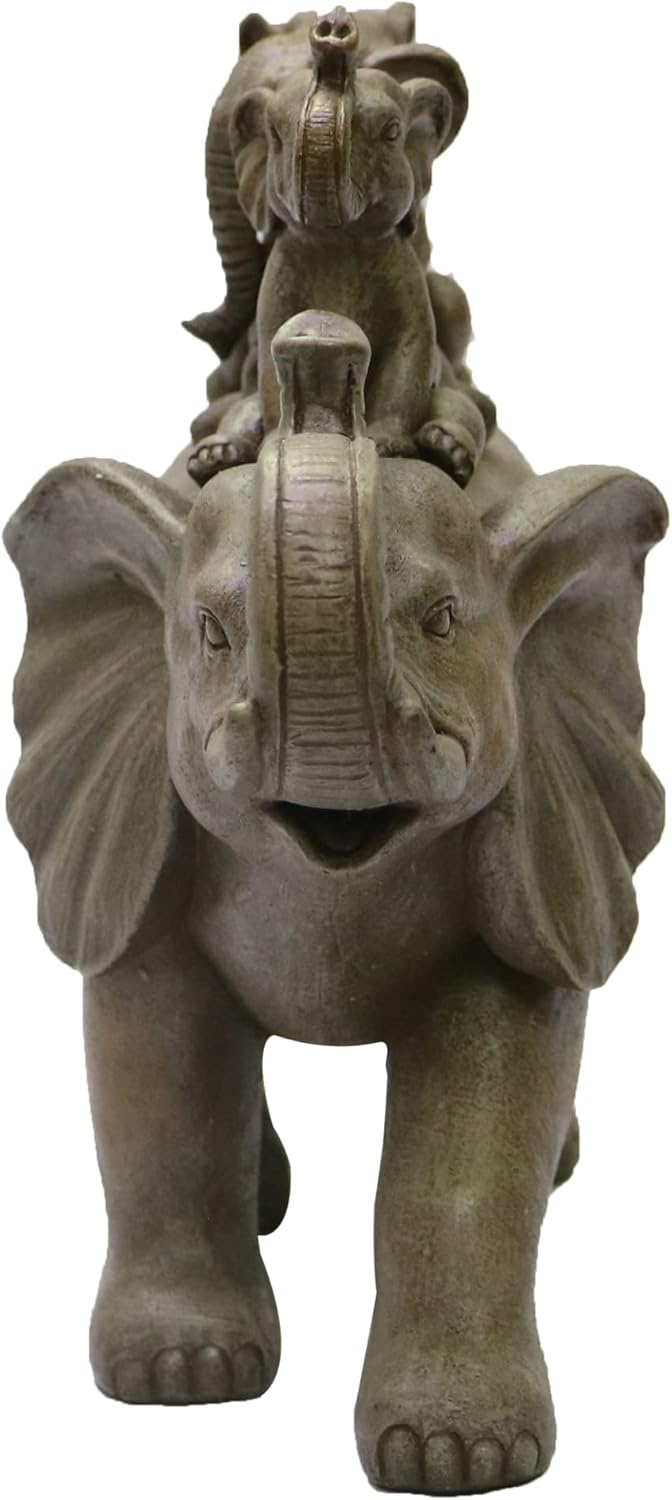 Gray Resin Elephant Family Statue - 8