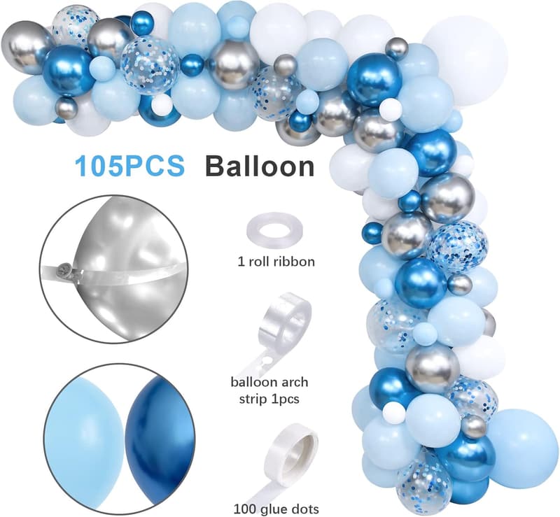 Elephant Baby Shower Decor Kit - 155pcs with Balloons and Backdrop