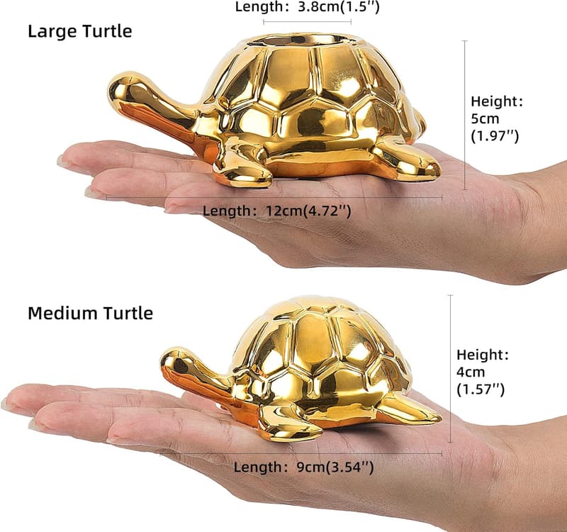 Ceramic Gold Turtle Statue for Home Decor
