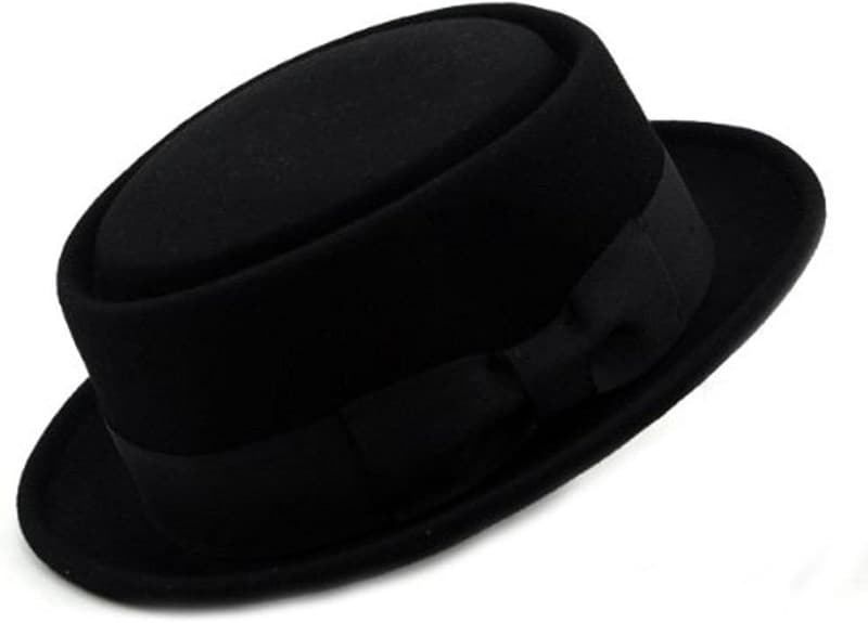 Men's Crushable Wool Felt Pork Pie Fedora Hat with Feather