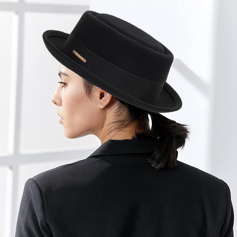 Wool Felt Pork Pie Hat for Men and Women