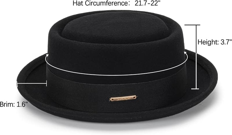 Wool Felt Pork Pie Hat for Men and Women