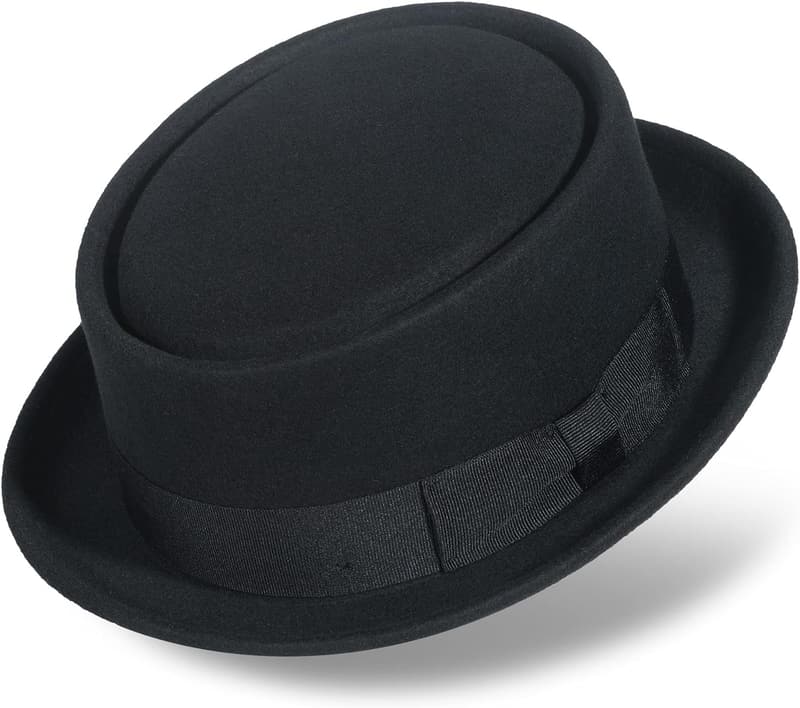 100% Wool Pork Pie Hat for Men and Women
