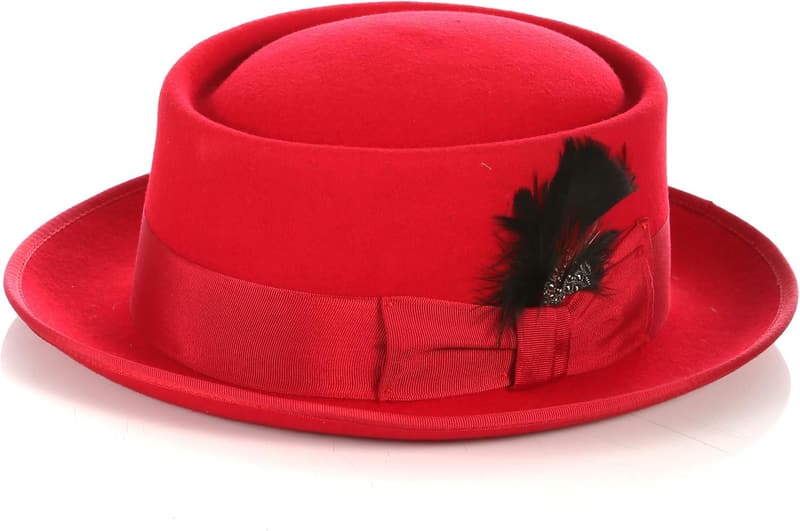Unisex Wool Felt Porkpie Hat with Grosgrain Ribbon