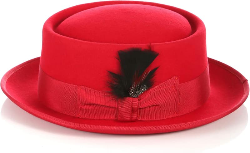 Unisex Wool Felt Porkpie Hat with Grosgrain Ribbon