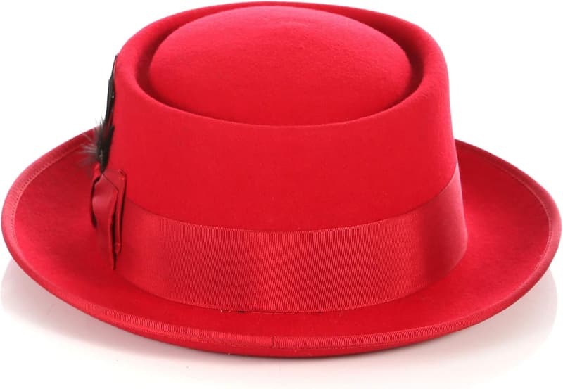 Unisex Wool Felt Porkpie Hat with Grosgrain Ribbon