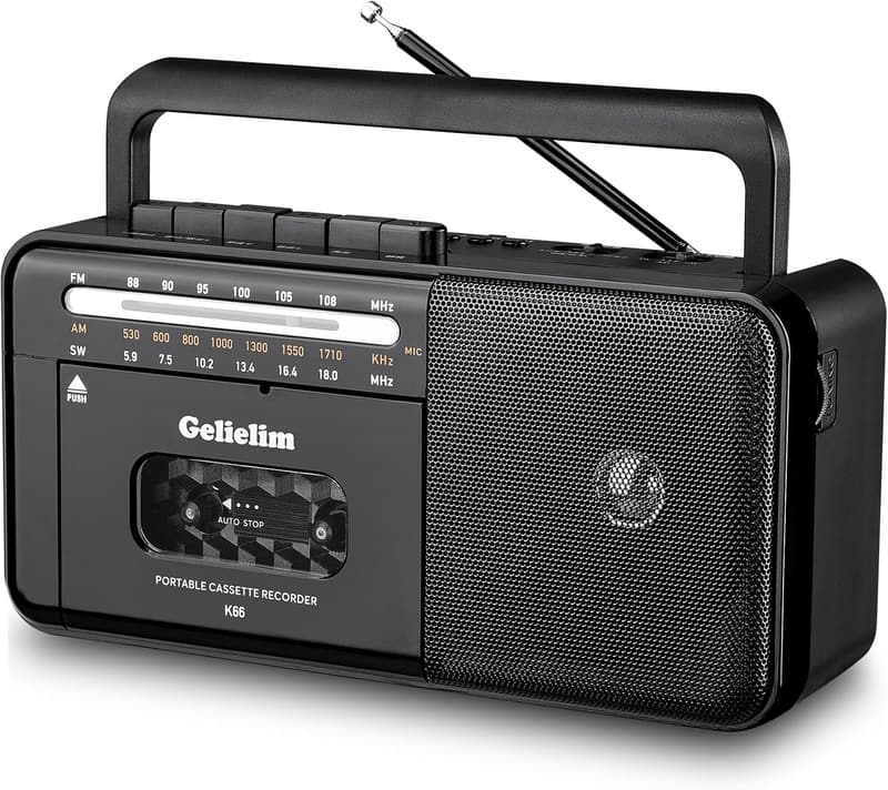 Bluetooth Cassette Tape Player Boombox with AM/FM Radio
