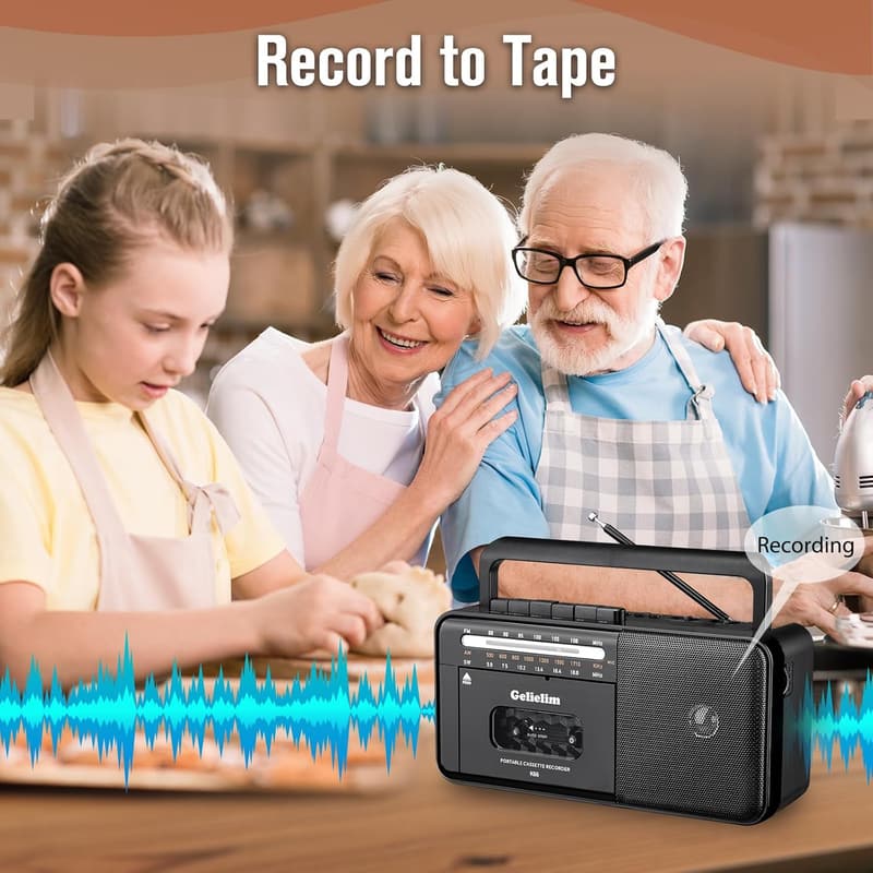 Bluetooth Cassette Tape Player Boombox with AM/FM Radio