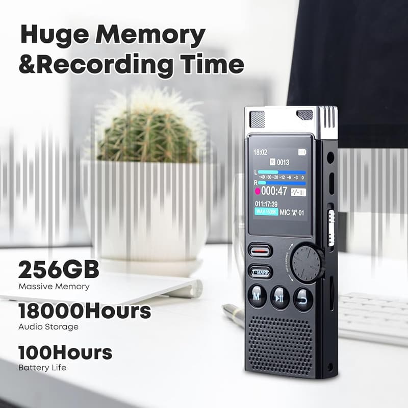 264GB Digital Voice Recorder - Voice Activated for Meetings & Lectures