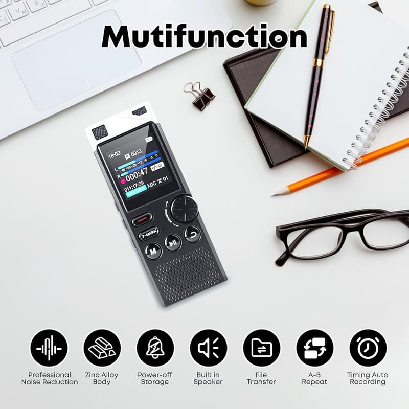 264GB Digital Voice Recorder - Voice Activated for Meetings & Lectures