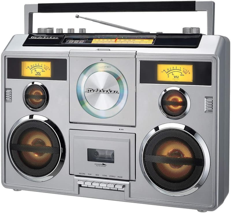 Portable Bluetooth Boombox with CD, AM-FM Radio & Cassette