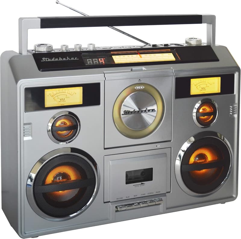 Portable Bluetooth Boombox with CD, AM-FM Radio & Cassette