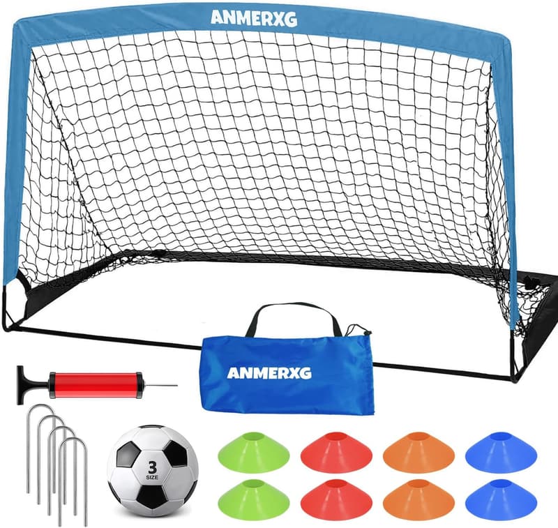 Portable Kids Soccer Goal Set with Pump & Cones - Outdoor Sports