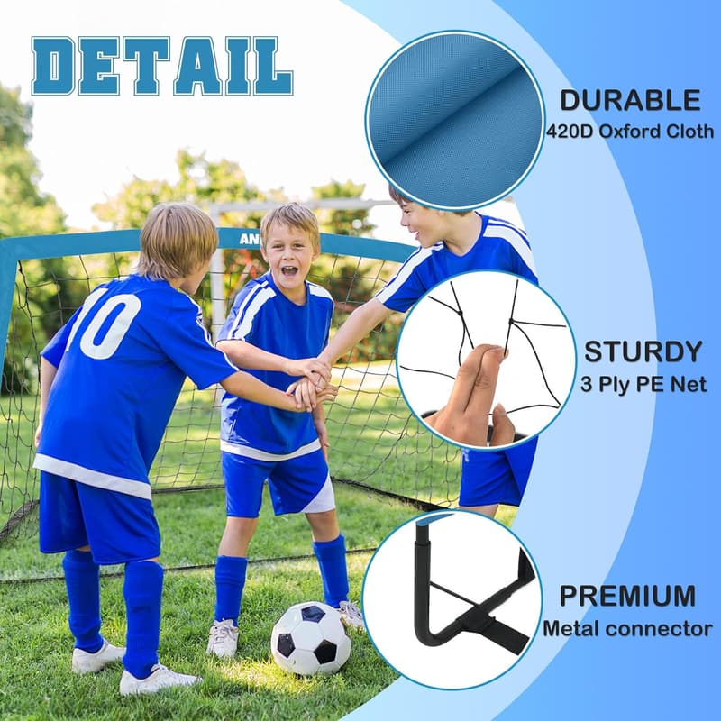 Portable Kids Soccer Goal Set with Pump & Cones - Outdoor Sports