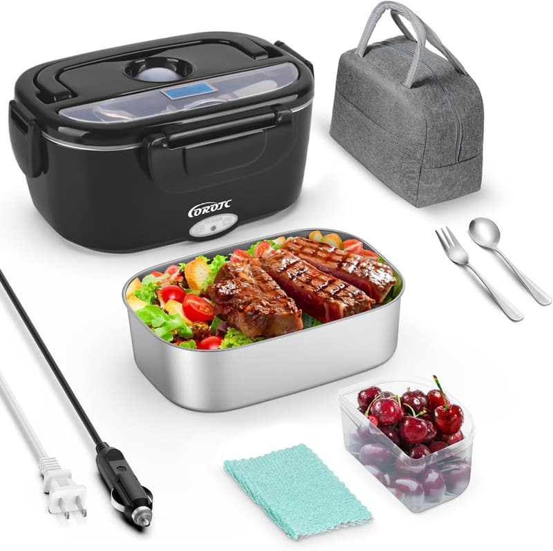 Portable Electric Lunch Box Heater with Insulated Bag, 1.5L