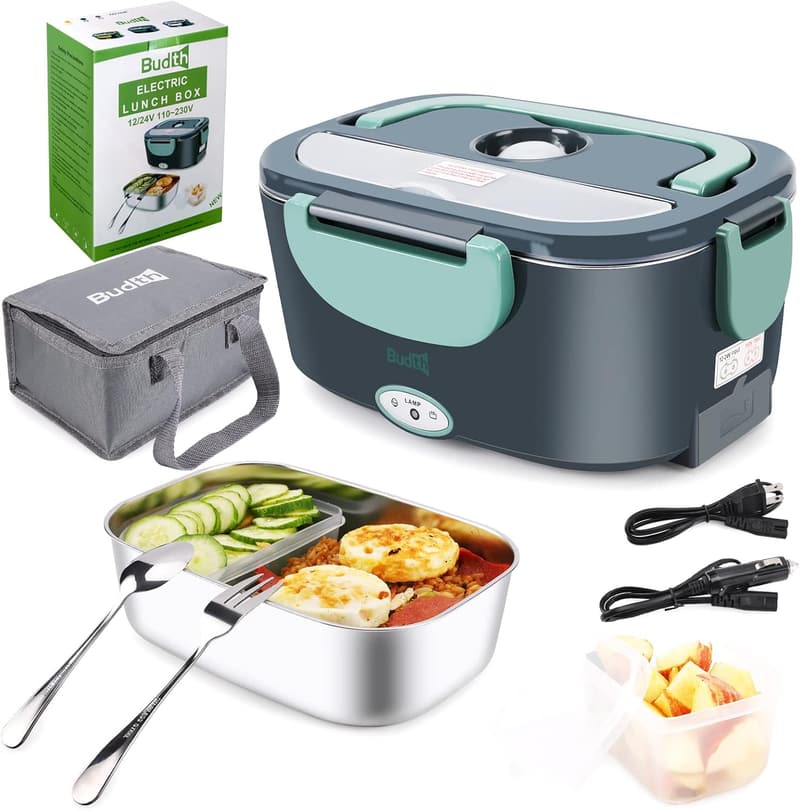 Portable Electric Lunch Box - Stainless Steel Food Warmer for Car & Office