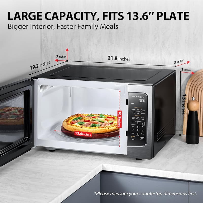 TOSHIBA 1.6 Cu.ft Countertop Microwave Oven with Inverter Technology