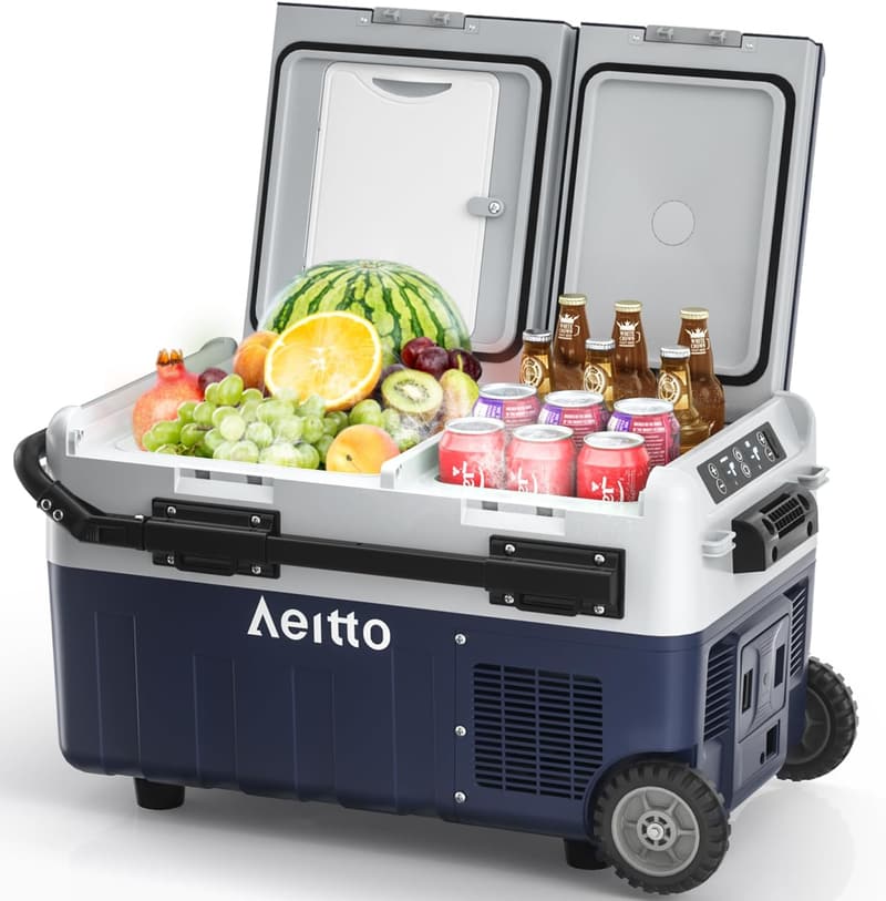 32QT Dual Zone Portable Car Fridge Freezer for Travel & Camping