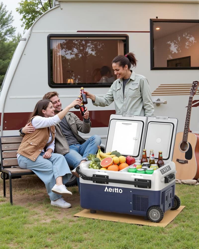 32QT Dual Zone Portable Car Fridge Freezer for Travel & Camping