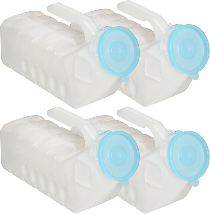Portable Glow-in-the-Dark Male Urinals with Spill-Proof Cap (4 Pack)