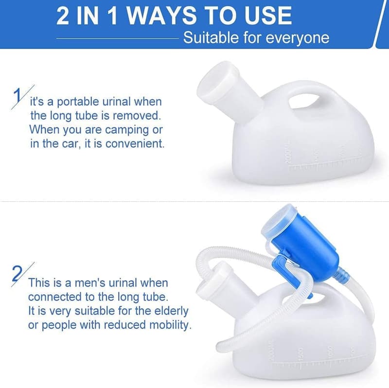 Portable Male Urinal with Spill-Proof Lid for Camping & Travel