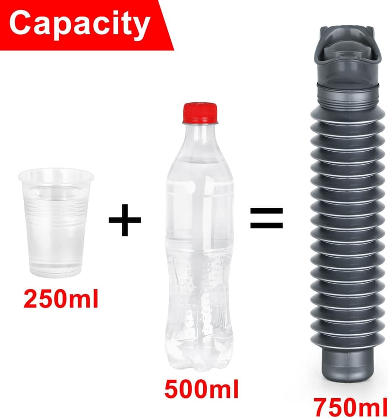Collapsible 750ml Pee Bottle Set for Road Trips and Camping