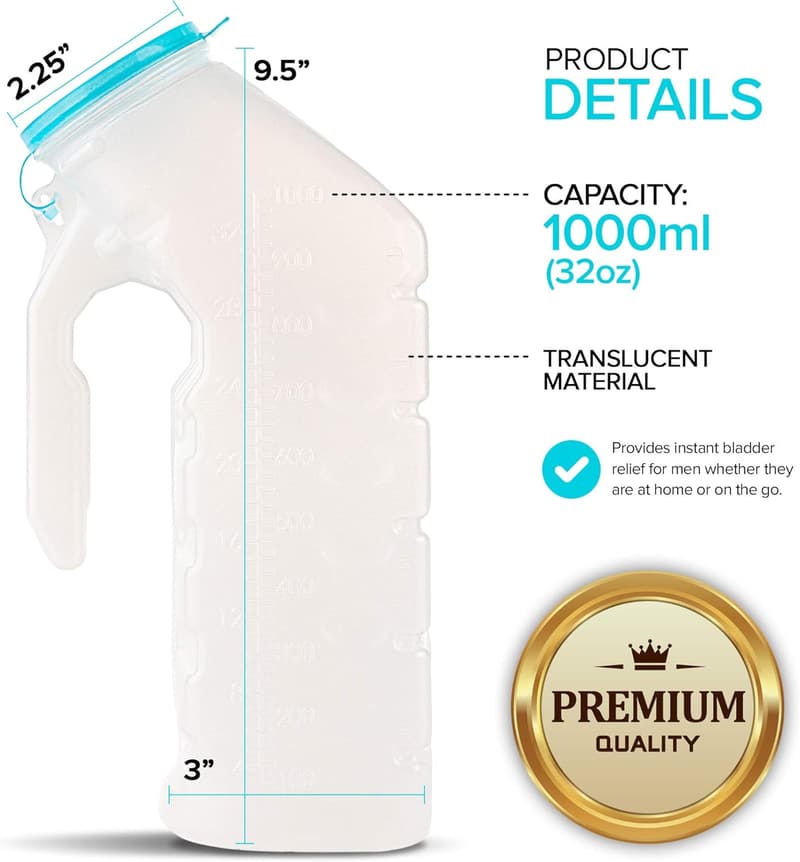 Men's Glow-in-the-Dark Urinal Bottles - 32 oz (2 Pack)
