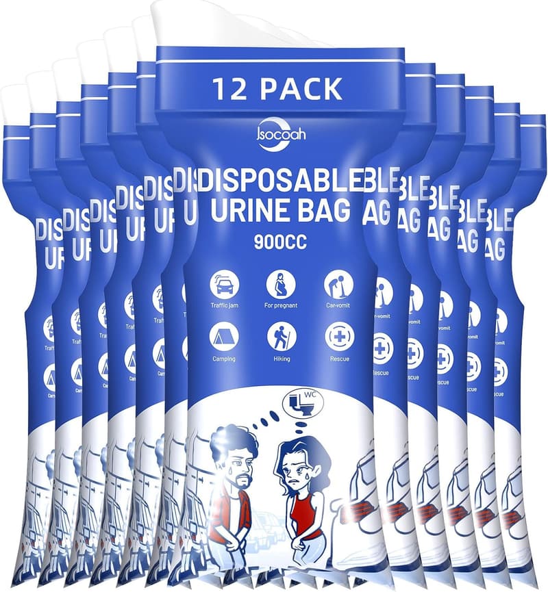 Emergency Portable Urinal Bags, 900ML - 24 Pieces