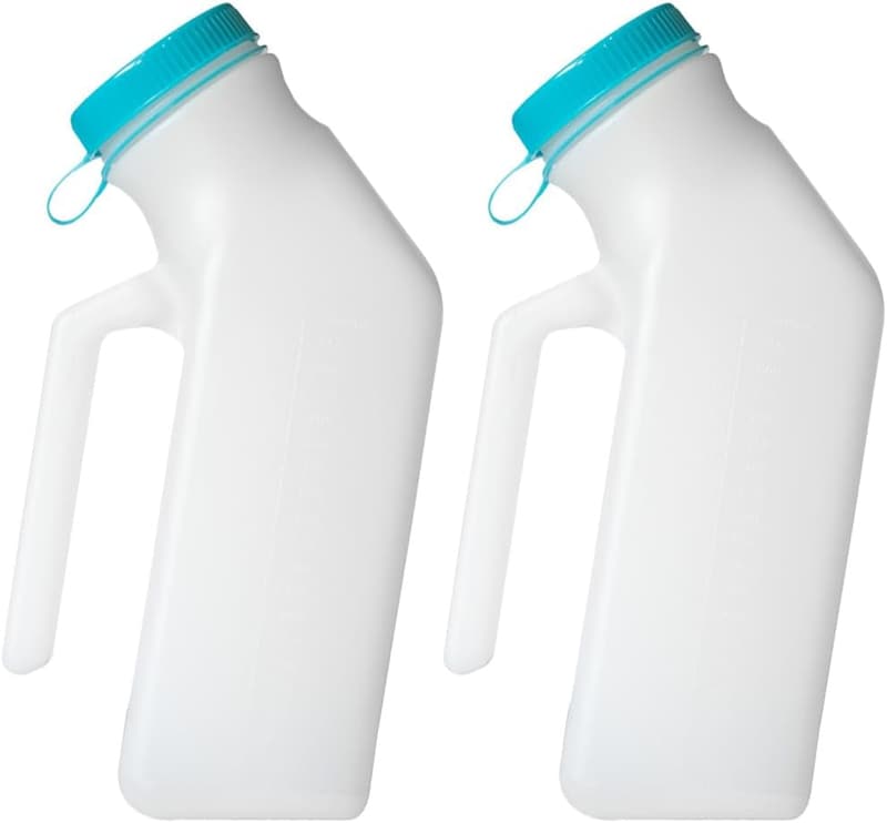 Portable Men's Urinals with Glow-in-the-Dark Caps (2 Pack)
