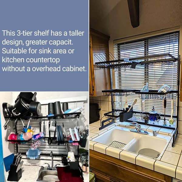Expandable 2-Tier Over-Sink Dish Drying Rack