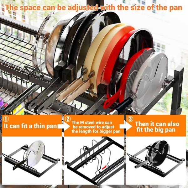 Expandable Over Sink Dish Drying Rack - Large Snap-On Organizer