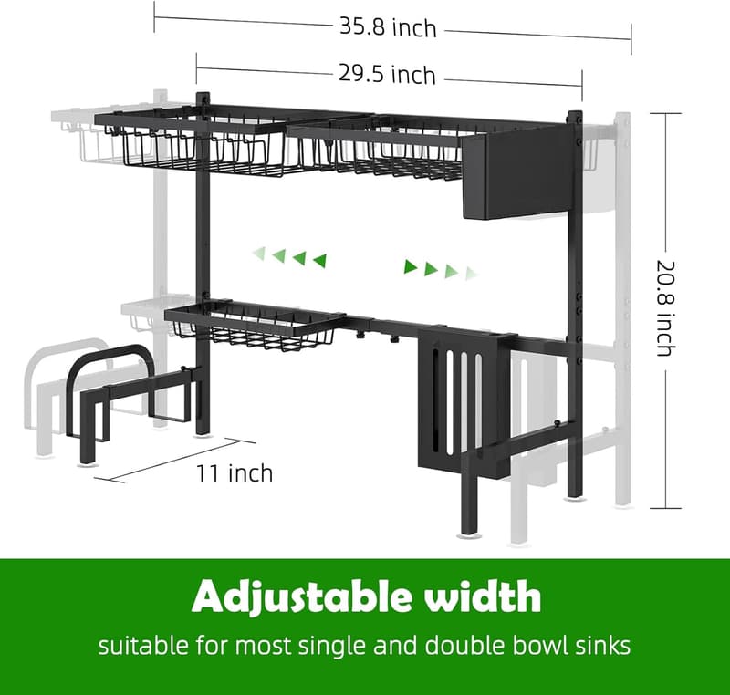 Adjustable Stainless Steel Over-Sink Dish Drying Rack