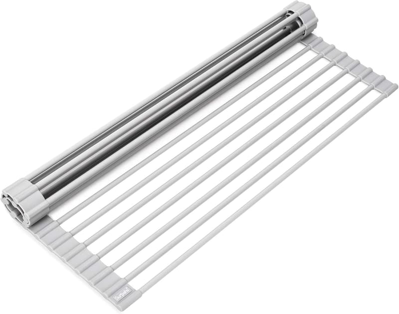 Foldable Dish Drying Rack - Silicone Stainless Steel, Gray