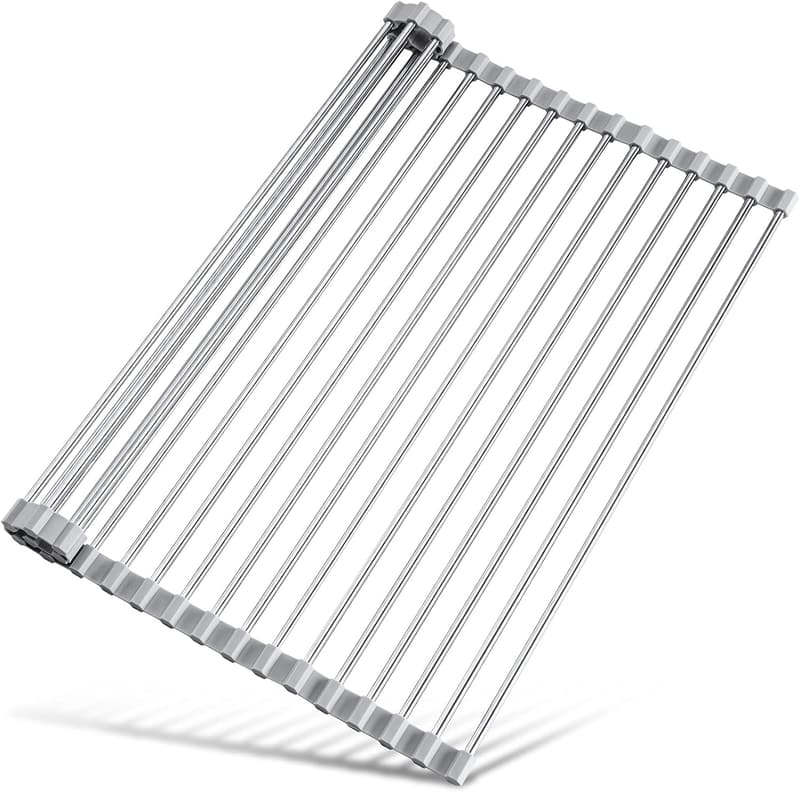 Foldable Stainless Steel Roll-Up Drying Rack for Kitchen Sink