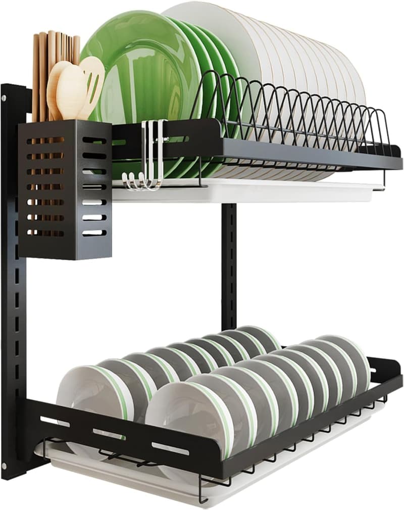 Over Sink Dish Rack – 2-Tier Adjustable Stainless Steel Organizer