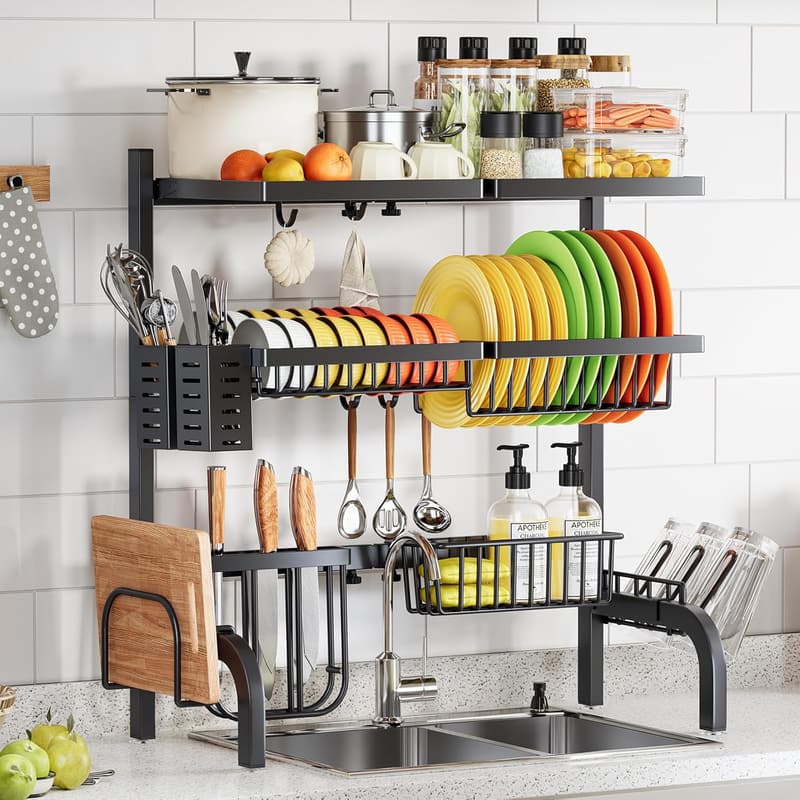 Large Adjustable 3-Tier Over-Sink Dish Drying Rack