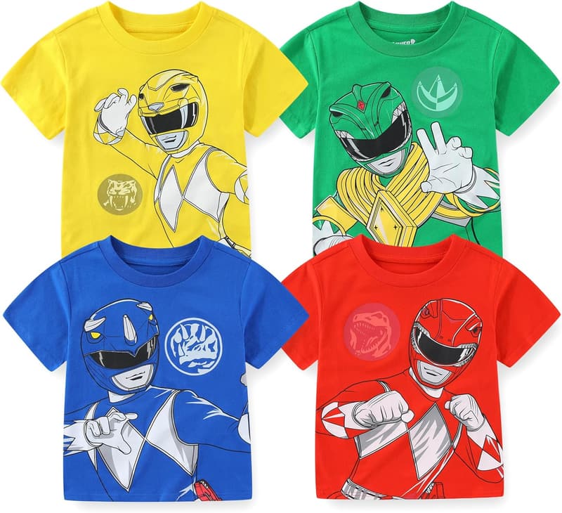 Power Rangers Short Sleeve T-Shirts for Boys (4 Pack)