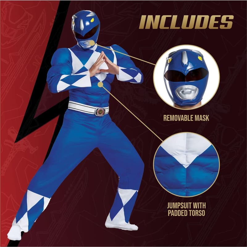 Men's Blue Ranger Classic Muscle Costume