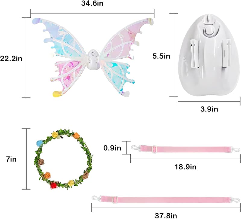 Electric Fairy Wings with LED Lights for Girls' Costumes