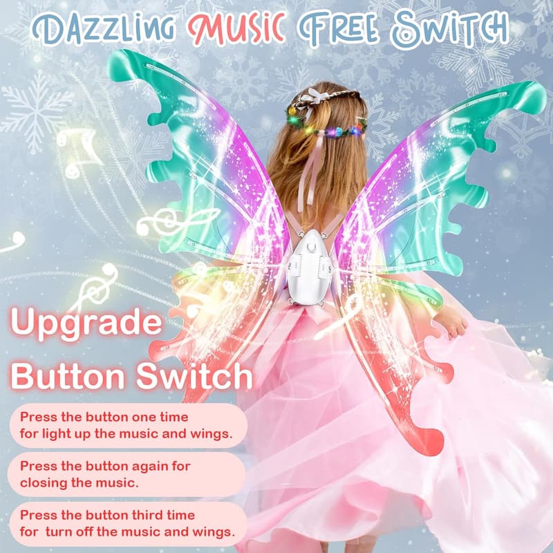 Electric Fairy Wings with LED Lights for Girls' Costumes