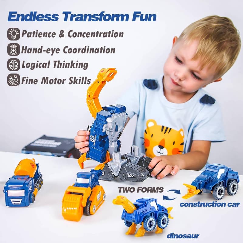 STEM Construction Trucks Magnetic Toy Set for Toddlers