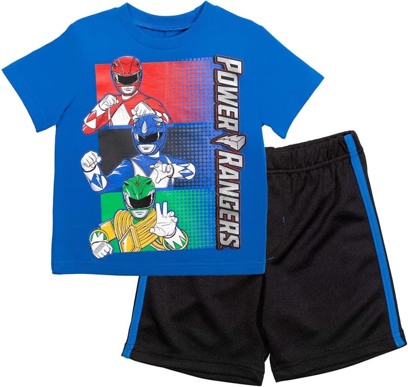 Toddler to Big Kid Power Rangers Outfit Set with T-Shirt & Shorts