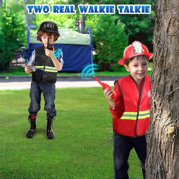 Kids' Role Play Costume Set - 15pc Fireman & Police Outfit