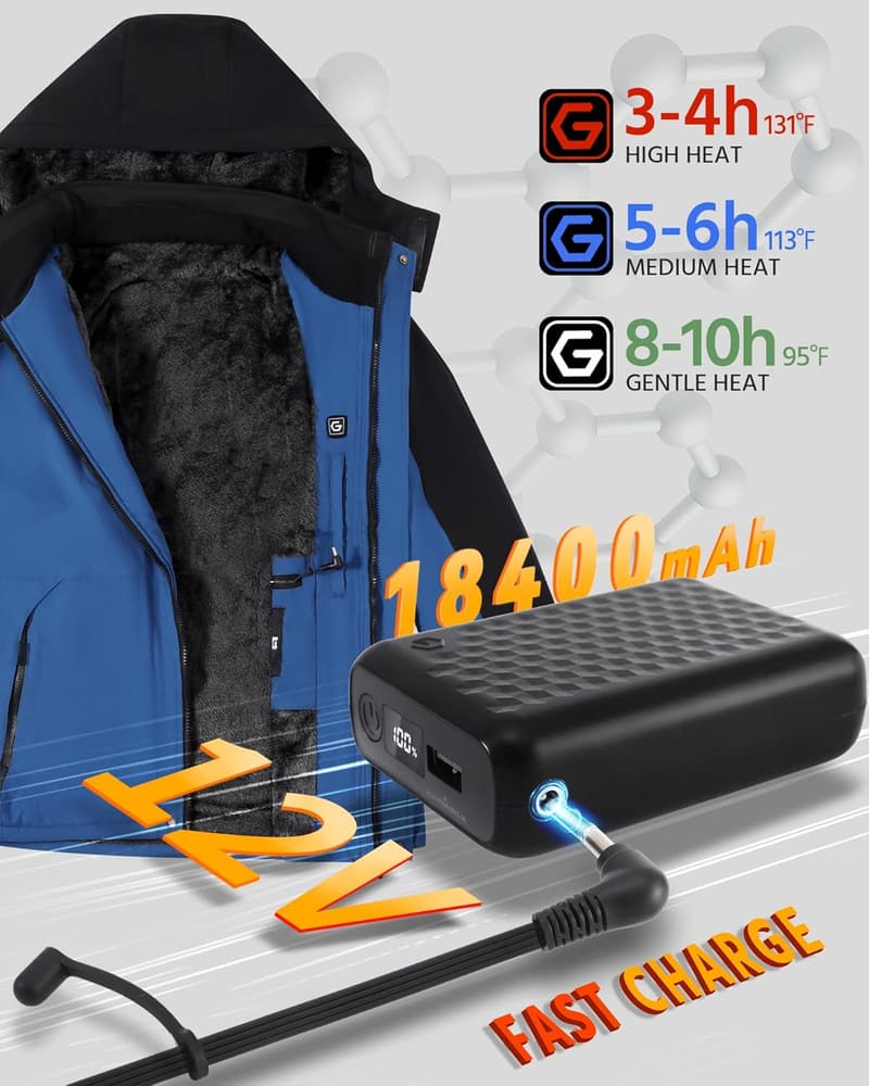 Men's Heated Graphene Jacket with Fur Lining and Battery Pack