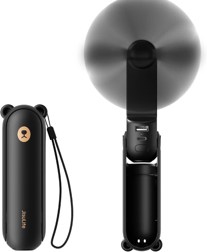 Portable 3-in-1 Mini Fan with Power Bank & Flashlight for Travel