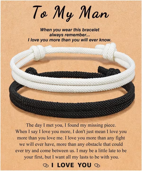 Couples Adjustable Rope Bracelets - Anniversary & Valentine Gifts